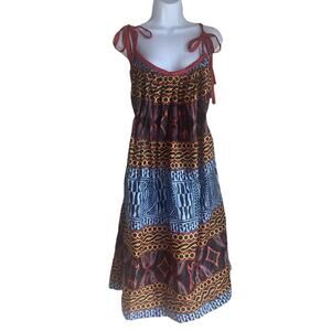 Authentic West African Sleeveless Tribal Sundress Maxi Womens One Size Adj Strap